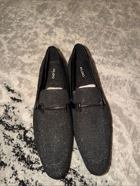 Aldo Black Micro-Studded Slip-On Loafers